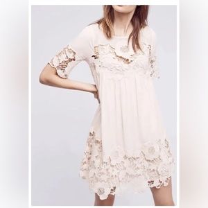 Anthropologie Cream Lace Dress